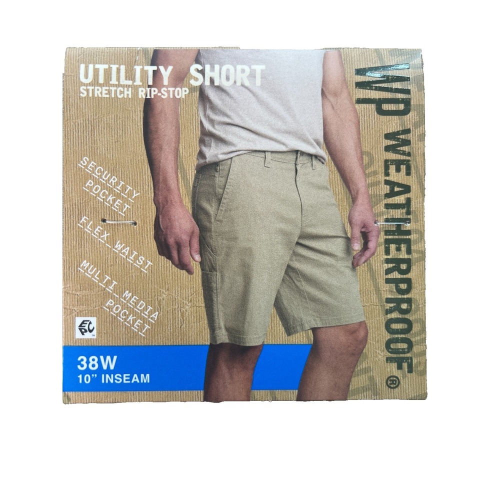 Weatherproof Men's Shorts Size 38 Khaki Stretch Ripstop 10" Inseam NWT